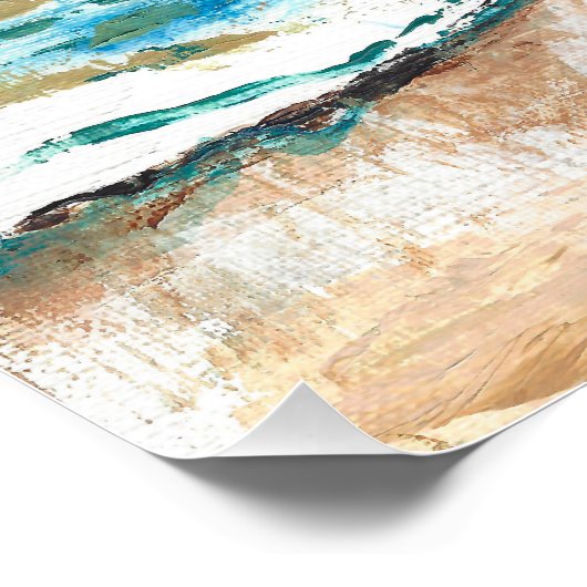 Kustwater en strand Zee en zand Abstracte glansgra Perfect Poster (Hoek)