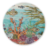 Kustwater Zee - Zeekoraal Keramische Knop (Voorkant)