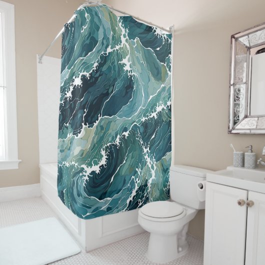 Kustwateren Abstract Douchegordijn (In situ)