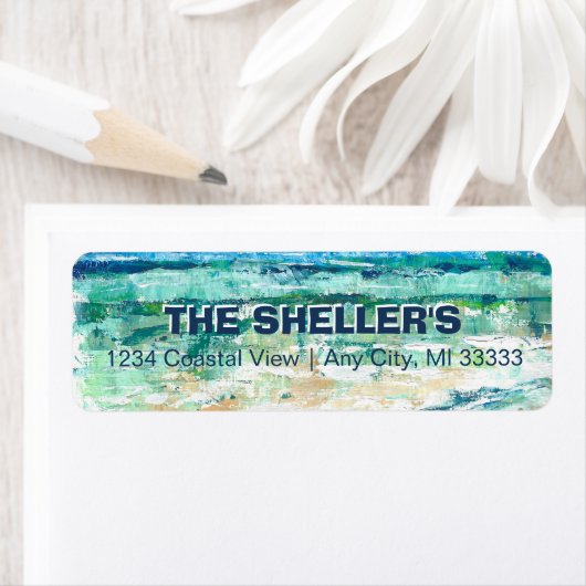 Kustwatergolven Abstract voor Beach Art Etiket (Insitu)