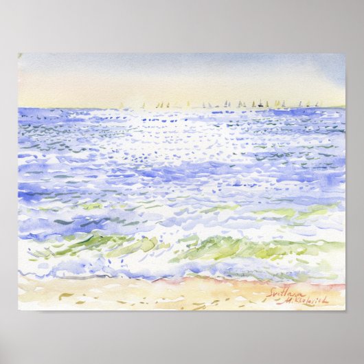 Kustwaterverf Landschaps Kunst Poster (Voorkant)