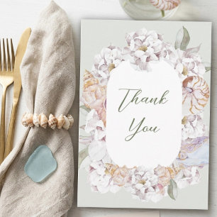 Kustwaterverf Schelpen en Bloemige Baby Shower Bedankkaart