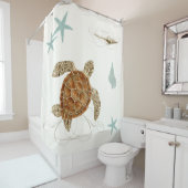 Kustwaterwegen Zee Life Turtle Starfish Shells Douchegordijn (In situ)