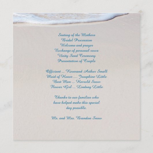 Kustweduwschap door het Zee-programma Programmakaart (Achterkant)