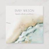 Kustweergave van het Zee Waves Zand Beach Ketting Vierkante Visitekaartje (Voorkant)