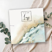 Kustweergave van het Zee Waves Zand Beach Ketting Vierkante Visitekaartje