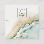 Kustweergave van het Zee Waves Zand Beach Ketting Vierkante Visitekaartje (Voorkant)