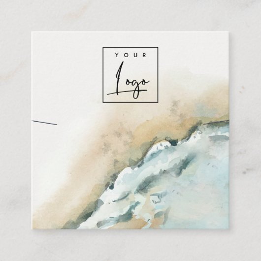 Kustweergave van het Zee Waves Zand Beach Ketting Vierkante Visitekaartje (Voorkant)
