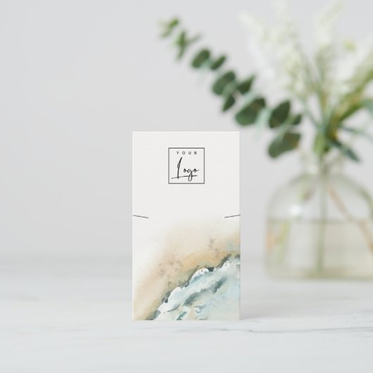 Kustweergave van het Zee Waves Zand Beach Ketting Visitekaartje (Staand voorkant)