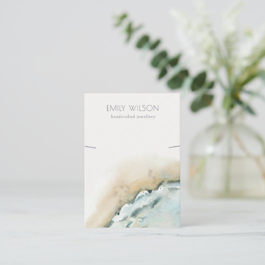 Kustweergave van het Zee Waves Zand Beach Ketting Visitekaartje (Staand voorkant)