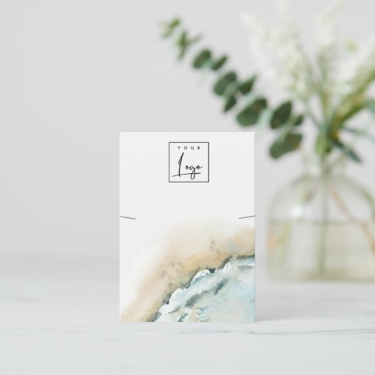 Kustweergave van het Zee Waves Zand Beach Ketting Visitekaartje (Staand voorkant)