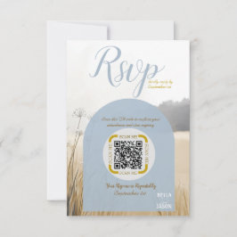 Kustweide RSVP QR-code | Elegante Blauwe Boog