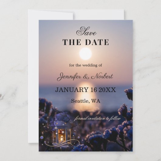 Kustwinter Wedding Save the Date Kaart (Achterkant)