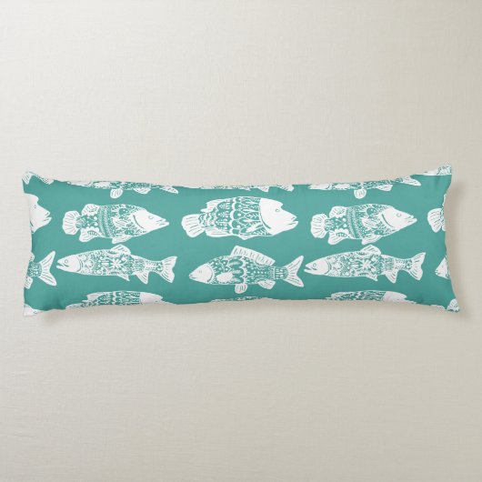 Kustwit Floral visPatroon en Zee Groen Lichaamskussen (Achterkant)