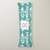 Kustwit Floral visPatroon en Zee Groen Lichaamskussen (Voorkant Verticaal)