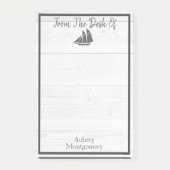 Kustwit hout en grijs zeilboot post-it® notes (Voorkant)