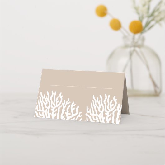 Kustwit Zee Koraal & Cyaan Blauw Naam Plaatskaartje (Voorkant)