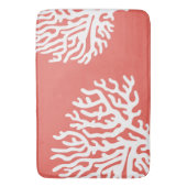 Kustwit Zee Koraal en koraalroze Badmat (Voorkant Verticaal)