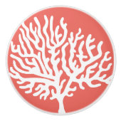 Kustwit Zee Koraal en koraalroze Keramische Knop (Voorkant)