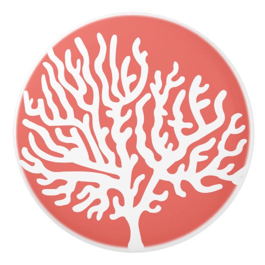 Kustwit Zee Koraal en koraalroze Keramische Knop (Voorkant)