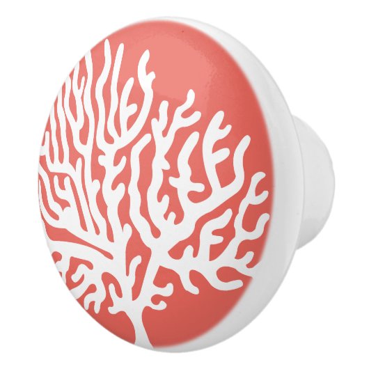Kustwit Zee Koraal en koraalroze Keramische Knop (Rechts)