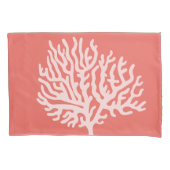 Kustwit Zee Koraal en koraalroze Kussensloop (Voorkant-Links)