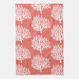Kustwit Zee Koraal en koraalroze Theedoek