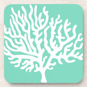 Kustwit Zee Koraal en Zee Groen Bier Onderzetter