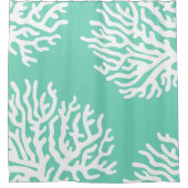 Kustwit Zee Koraal en Zee Groen Douchegordijn (Voorkant)