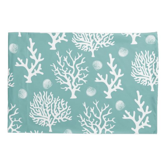 Kustwit Zee Koraal en Zee Groen Kussensloop (Achterkant)