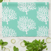 Kustwit Zee Koraal en Zee Groen Theedoek (Gevouwen)