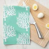 Kustwit Zee Koraal en Zee Groen Theedoek (Quarter Fold)