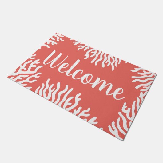 Kustwit Zee Koraal & koraalroze Welkom Deurmat (Schuin)