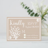 Kustwit Zee Koraal & Sandy Taupe RSVP Kaartje (Staand voorkant)