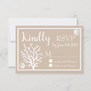 Kustwit Zee Koraal & Sandy Taupe RSVP Kaartje