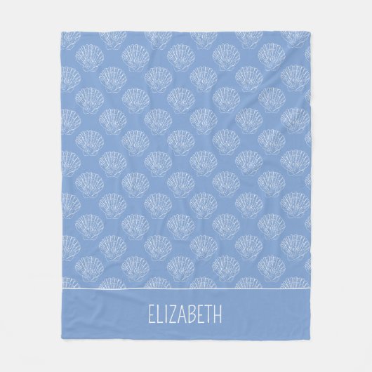 Kustwitte hoofdhuid schelpen op blauw gepersonalis fleece deken (Voorkant)