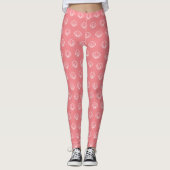 Kustwitte hoofdhuid zeeschelpen op zalm roze leggings (Voorkant)