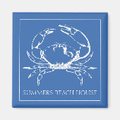 Kustwitte krab op klassiek blauw gepersonaliseerd magneet (Voorkant)