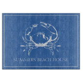 Kustwitte krab op klassiek blauw gepersonaliseerd snijplank (Voorkant)