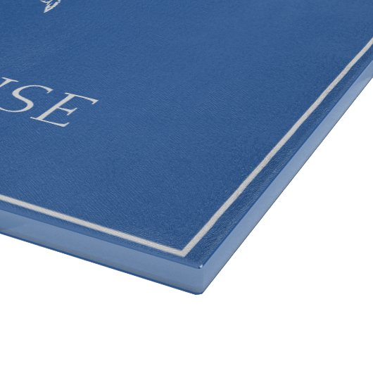 Kustwitte krab op klassiek blauw gepersonaliseerd snijplank (Hoek)