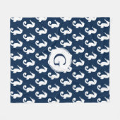 Kustwitte zeepaardjes en marineblauw fleece deken (Voorkant (Horizontaal))