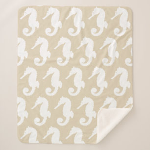 Kustwitte zeepaardjes sherpa deken