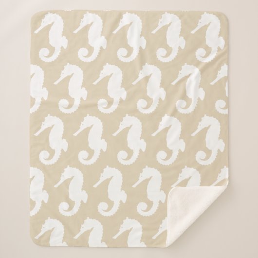 Kustwitte zeepaardjes sherpa deken (Voorkant)