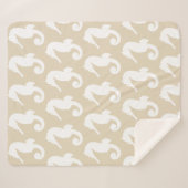 Kustwitte zeepaardjes sherpa deken (Voorkant (horizontaal))