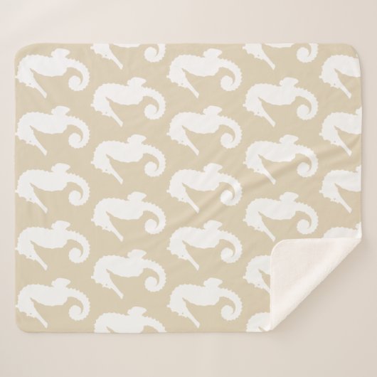 Kustwitte zeepaardjes sherpa deken (Voorkant (horizontaal))