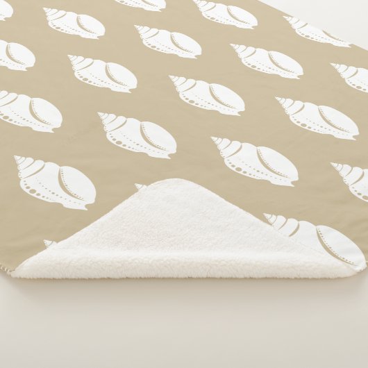 Kustwitte zeeschelpen en kuilen sherpa deken (3/4)