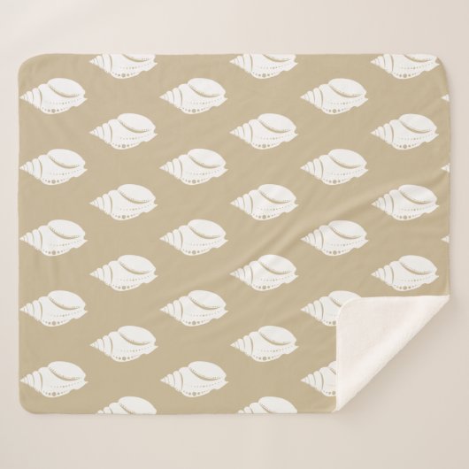 Kustwitte zeeschelpen en kuilen sherpa deken (Voorkant (horizontaal))