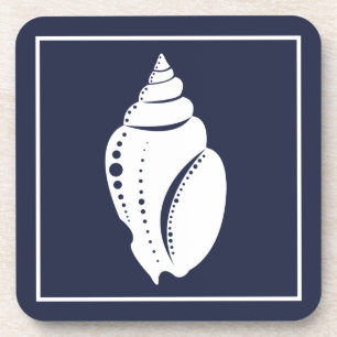 Kustwitte zeeslag en marineblauw bier onderzetter