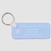 Kustwitte zeester op blauw gepersonaliseerd sleutelhanger (Achterkant)