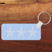 Kustwitte zeester op blauw gepersonaliseerd sleutelhanger (Voorkant)